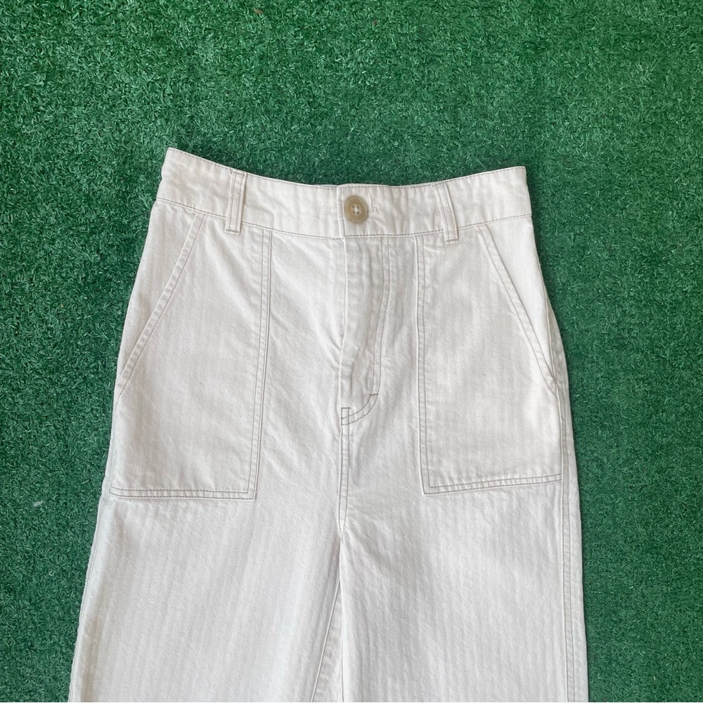 Free People Wide Leg White Utility Pants - Picture 3 of 9